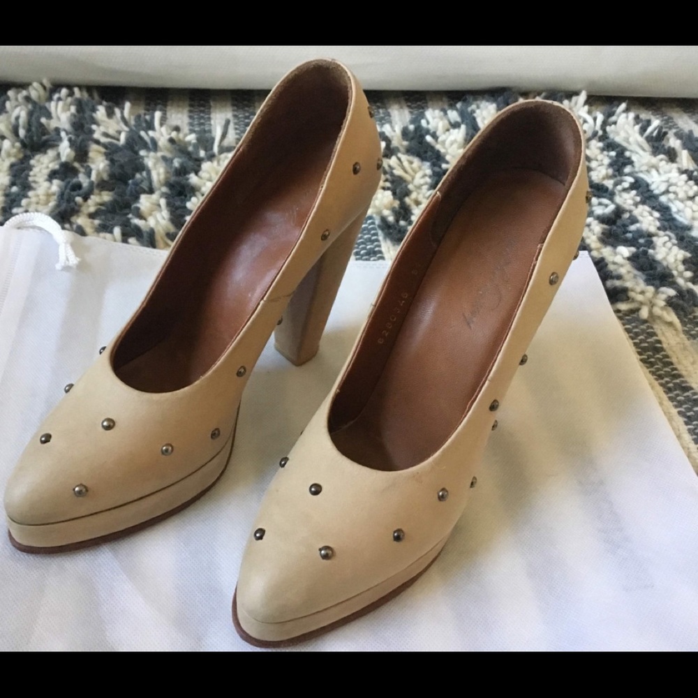 Tan Rachel Comey pumps w/silver studs Size 8.5